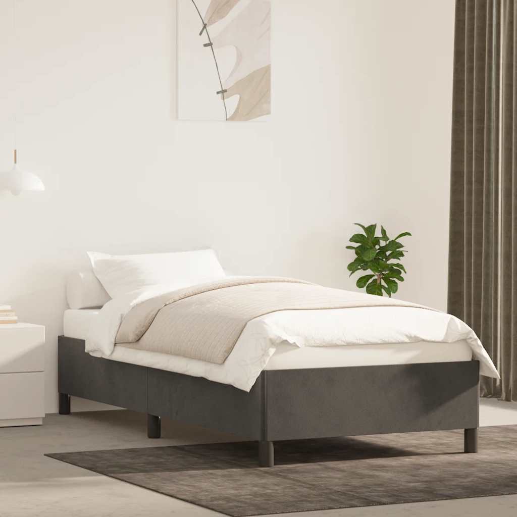 Estrutura de cama sem colchão 100x200 cm veludo cinzento-escuro