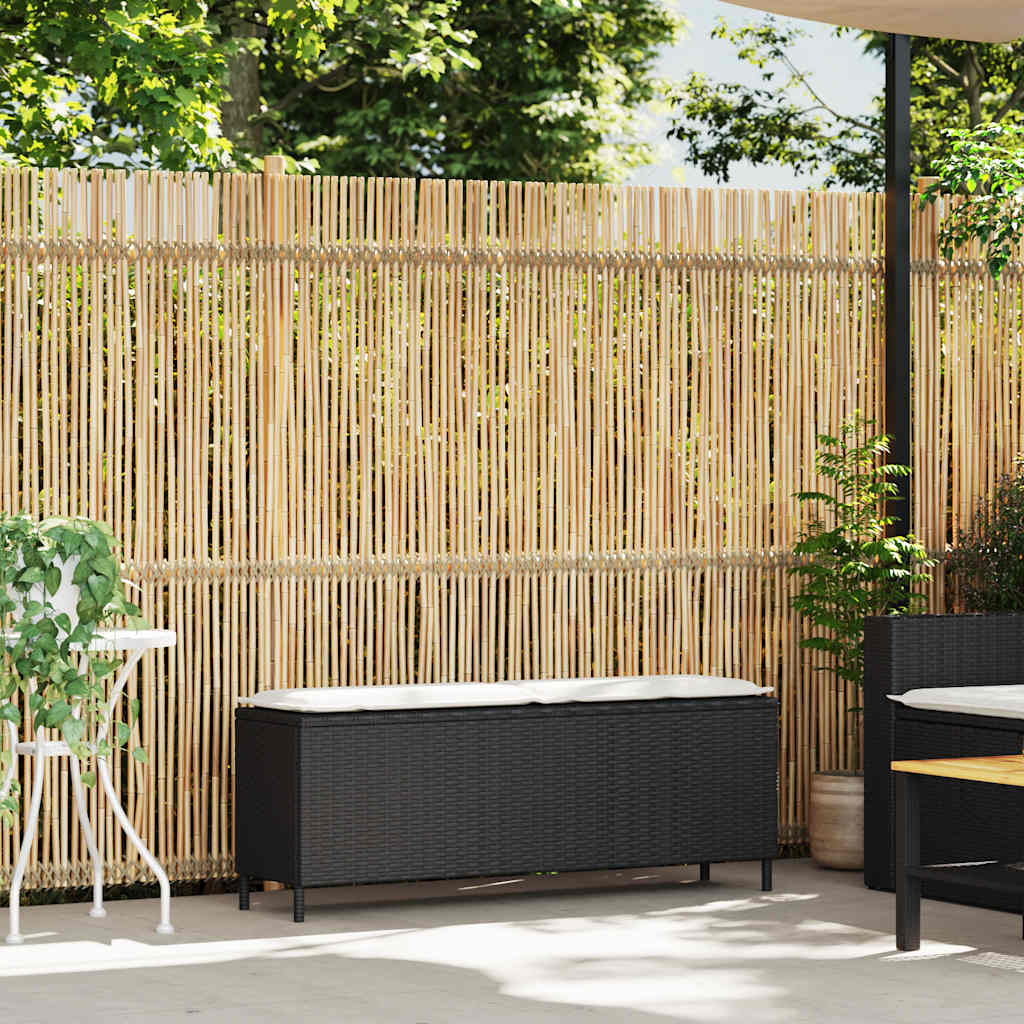 Banco de jardim com almofadão 110x30x40,5 cm vime PE preto