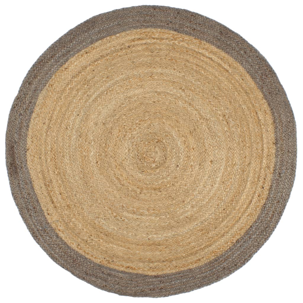 Tapete artesanal em juta com rebordo cinzento 210 cm