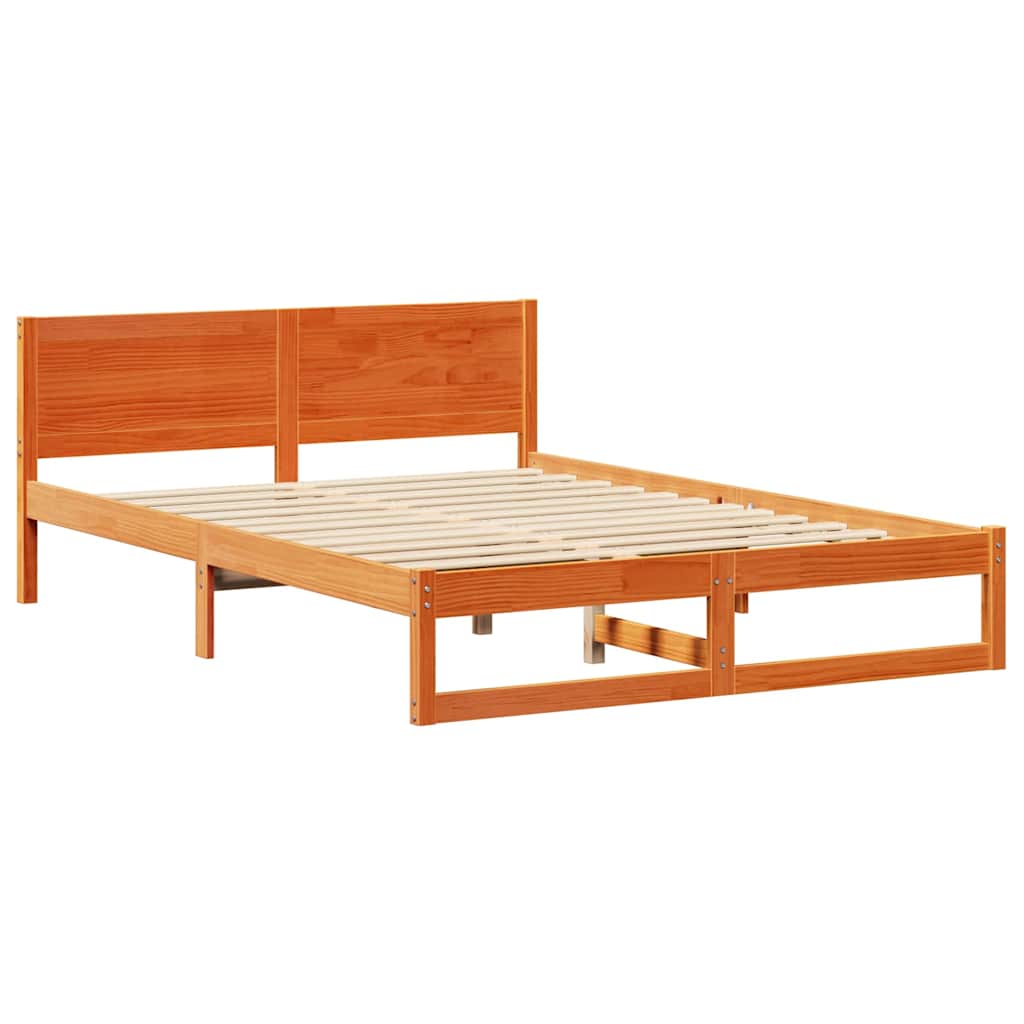 Estrutura da cama com cabeceira marrom cera 150 x 200 cm