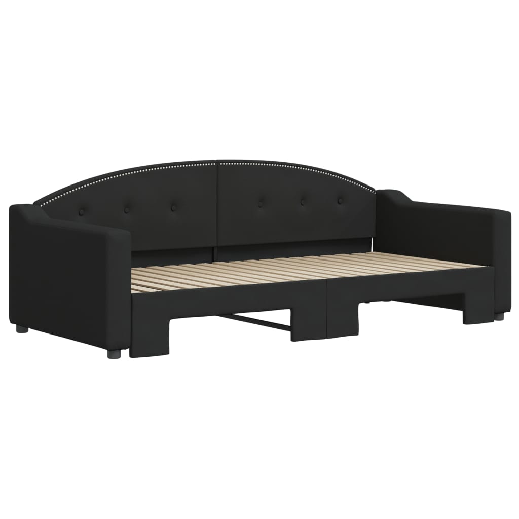 Sofá-cama com gavetão 90x190 cm tecido preto