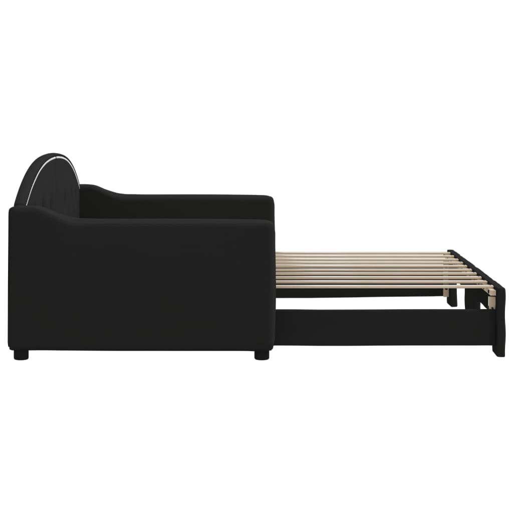 Sofá-cama com gavetão 90x190 cm tecido preto