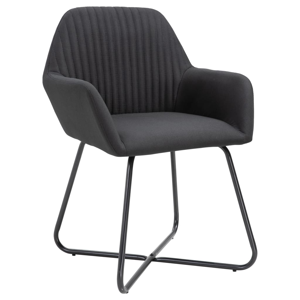 Cadeiras de jantar 2 pcs tecido preto