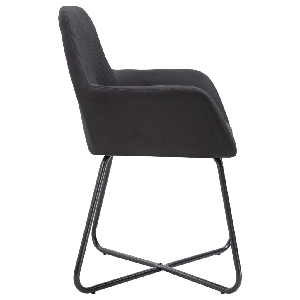 Cadeiras de jantar 2 pcs tecido preto