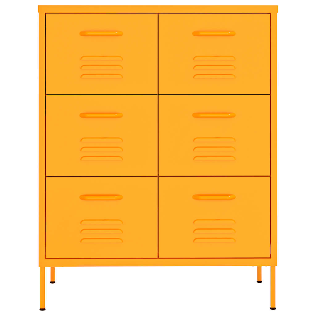 Armário com gavetas aço 80x35x101,5 cm amarelo mostarda