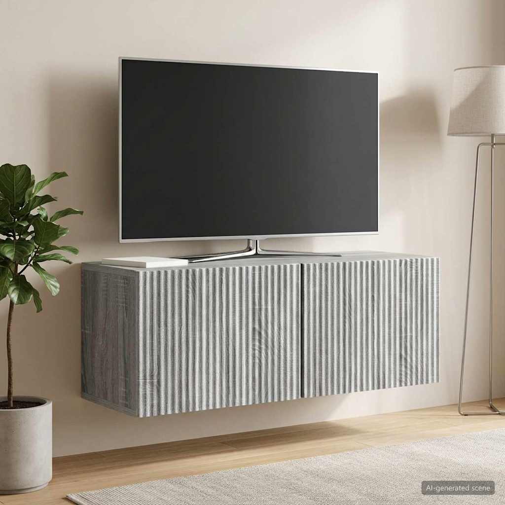 Gabinete de TV de parede sonoma cinzento 78,5 x 31 x 30 cm