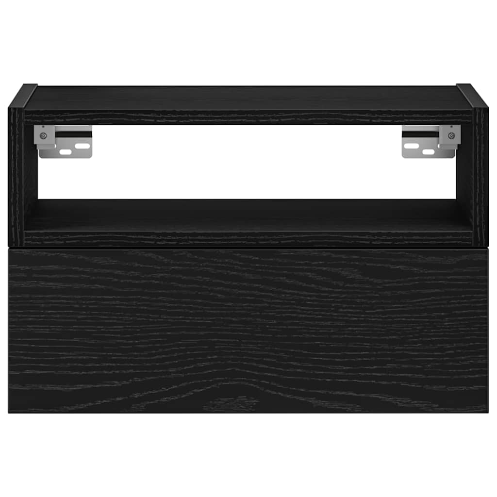 Mesas de cabeceira de parede 2 pcs 45x26x28,5 cm preto