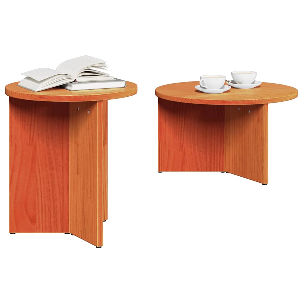 Mesa de centro 2 unid. marrom cera 49 x 49 x 28 cm