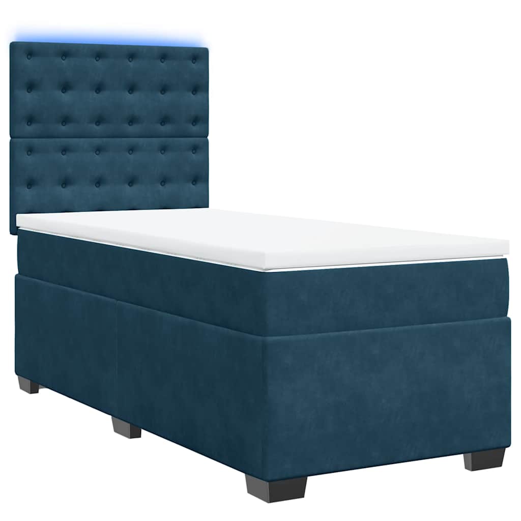 Cama boxspring com colchão 90x190 cm veludo azul