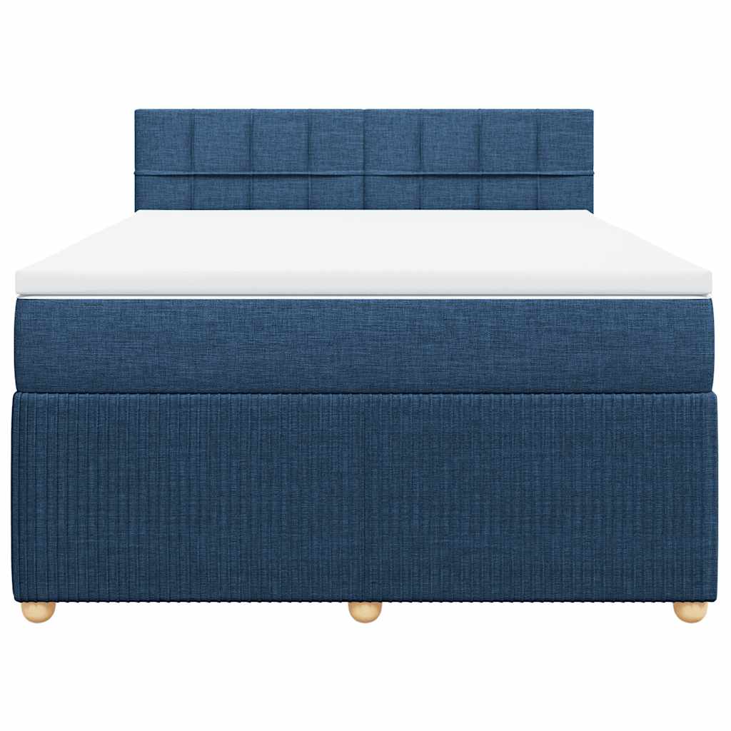 Cama com molas/colchão 140x200 cm tecido azul