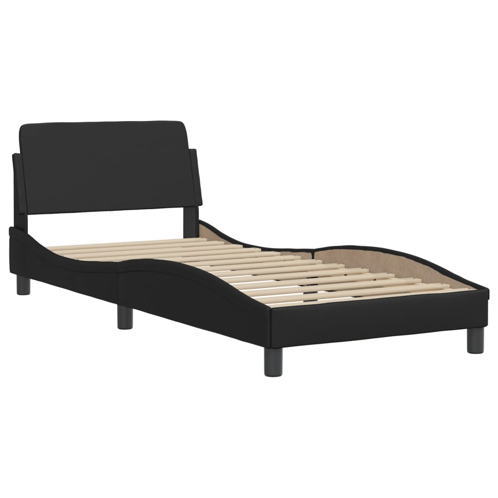 Cama com colchão hvar 80x200 cm couro artificial preto