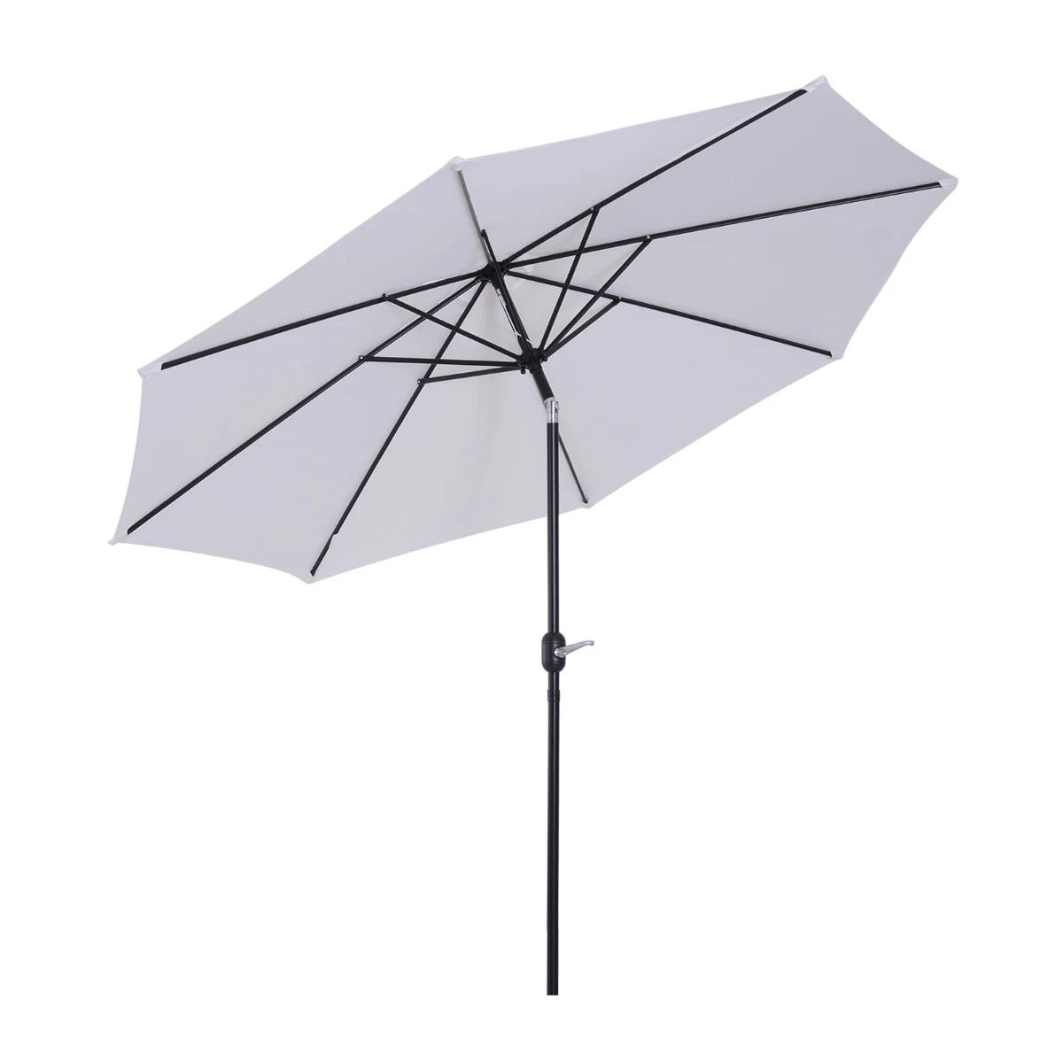 Chapéu de Sol de Jardim Ø295x250cm com Manivela Chapéu de Sol Exterior com Mecanismo de Inclinação e Mastro Desmontável de Metal