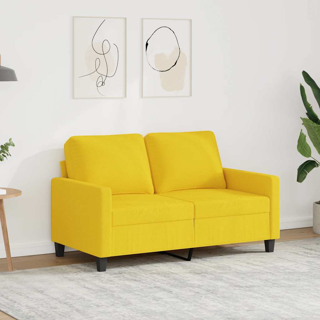 Sofá de 2 lugares 120 cm tecido amarelo-claro