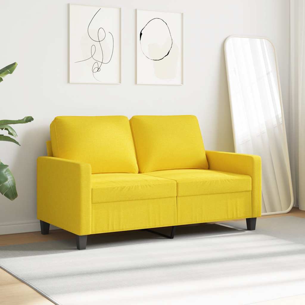 Sofá de 2 lugares 120 cm tecido amarelo-claro