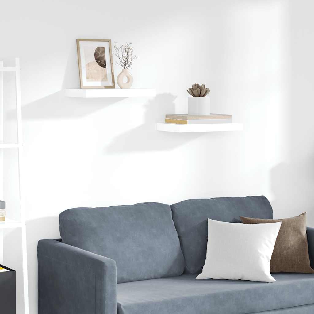 Prateleiras de parede suspensas 2 pcs 40x23,5x3,8cm MDF branco