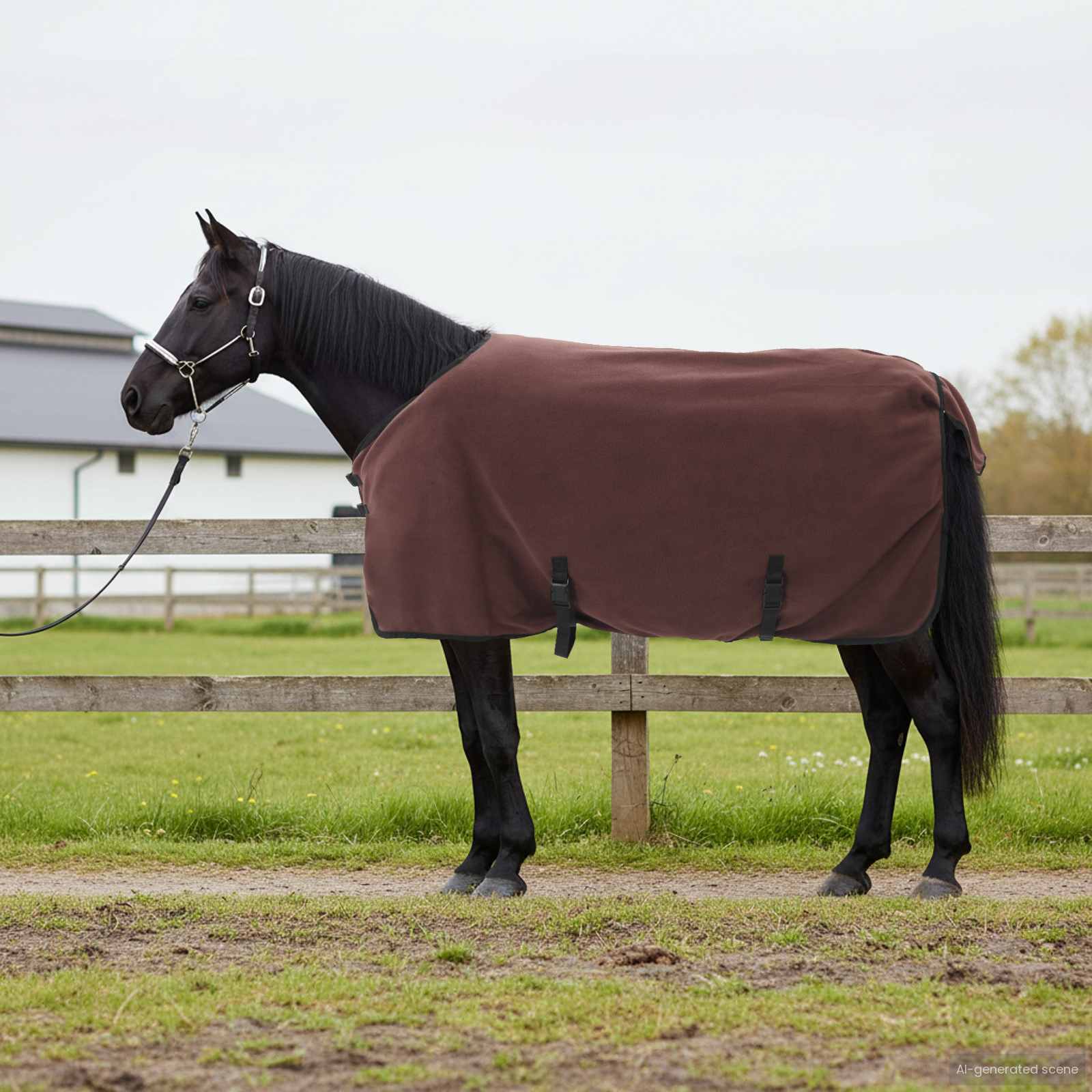 Cobertor de cavalo marrom escuro completo 95 cm poliéster