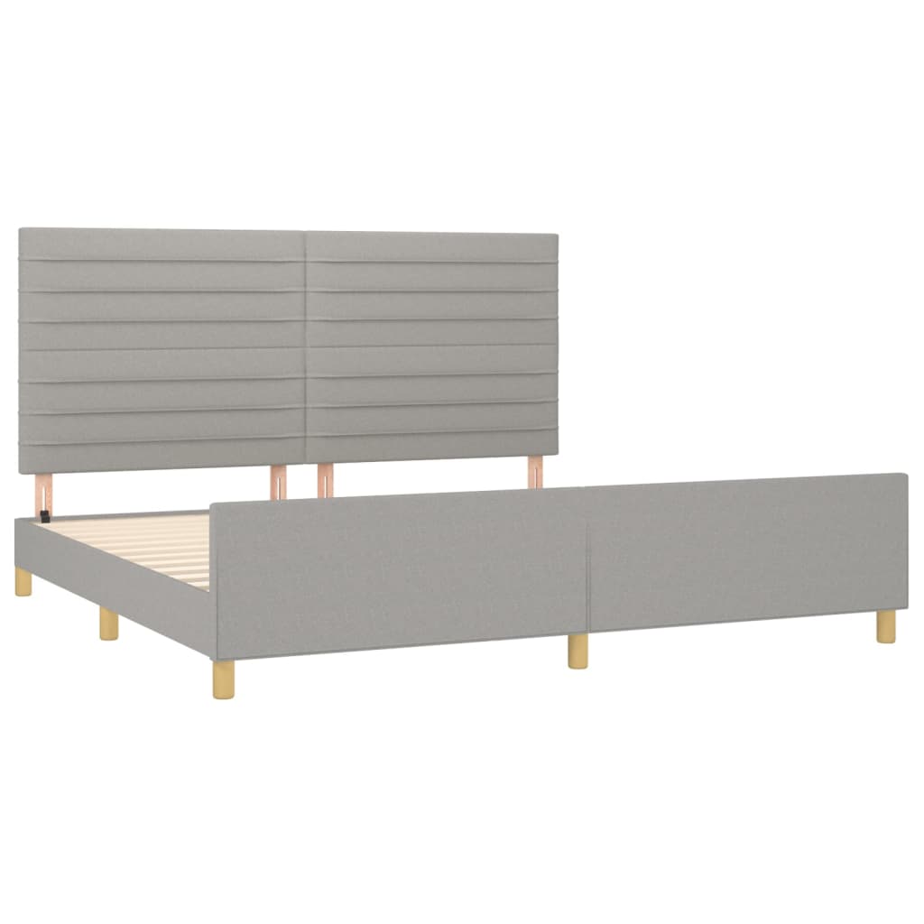 Estrutura de cama sem colchão 200x200 cm tecido cinzento-claro