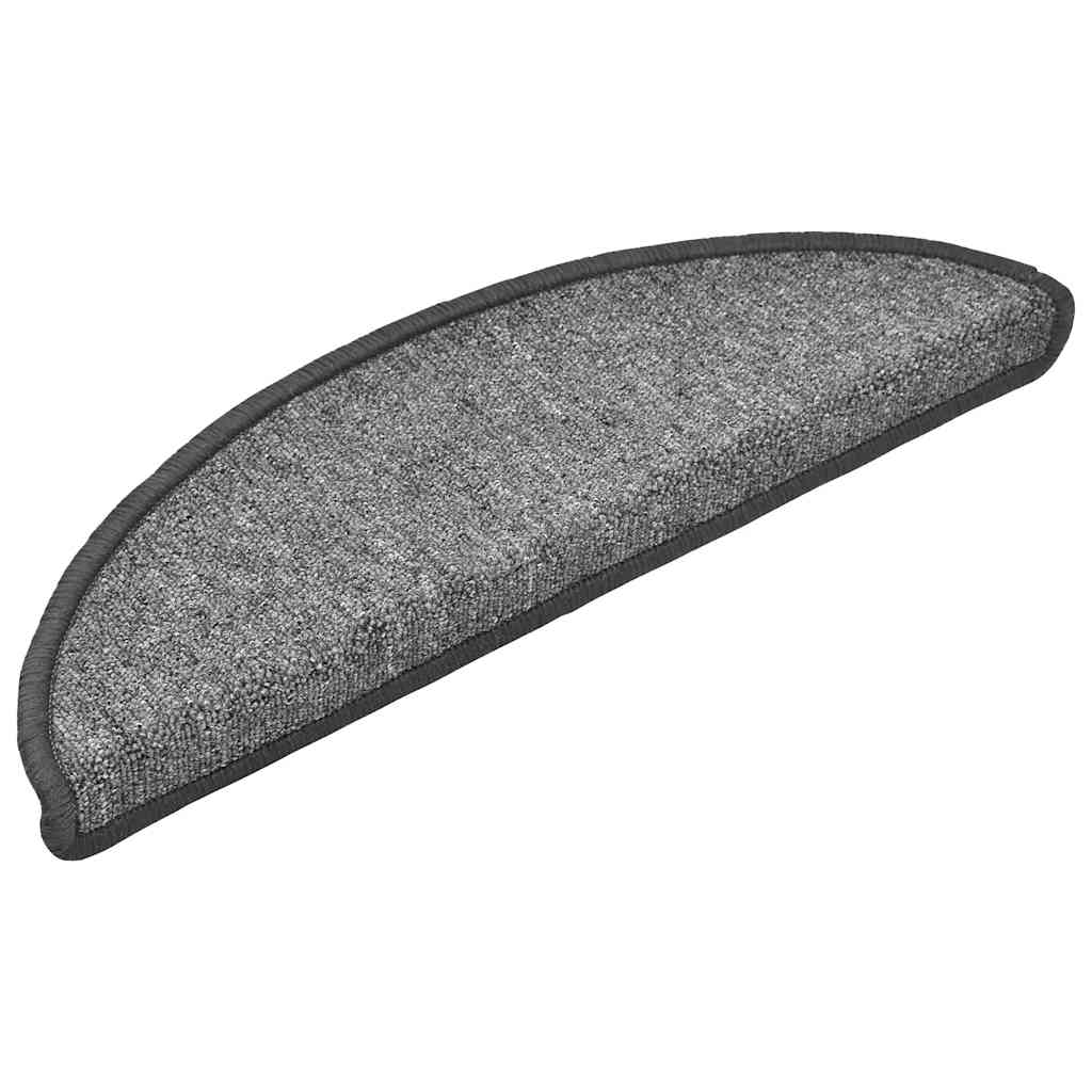 Tapetes de escada 30 peças 56x17x3 cm cinza escuro semicircular