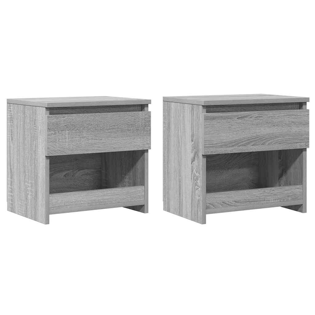 Mesa cabeceira 2pcs 40x30x39cm derivado madeira cinzento sonoma