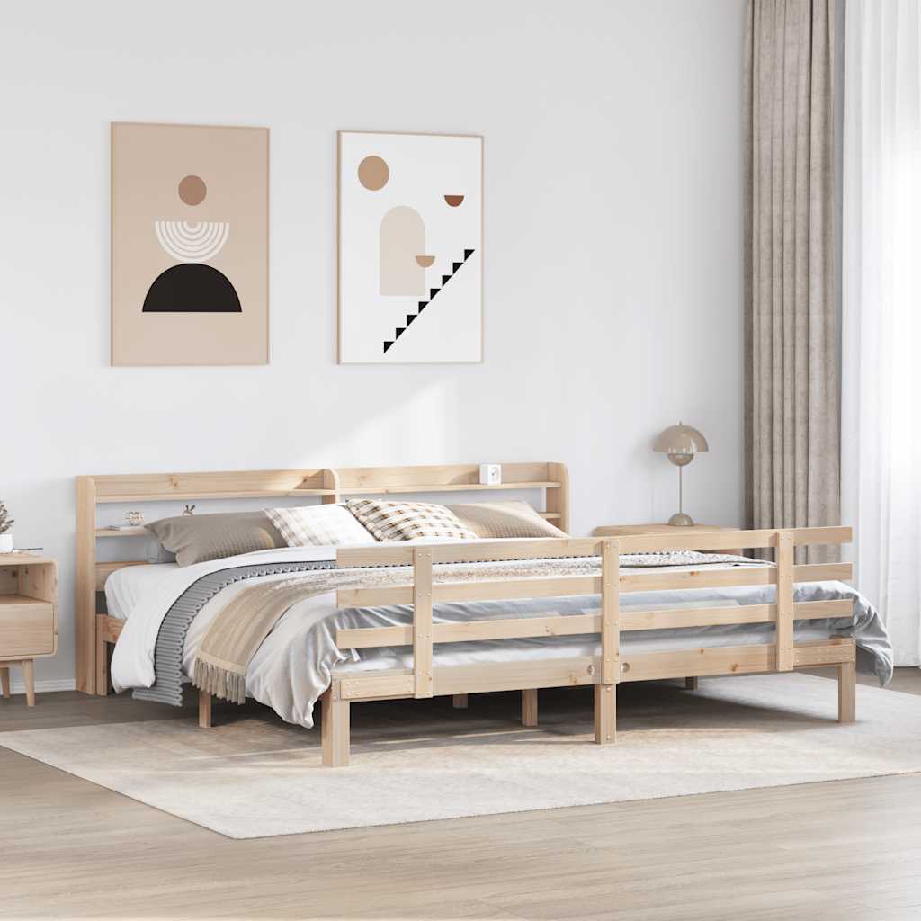 Estrutura de cama com cabeceira 180x200 cm pinho maciço