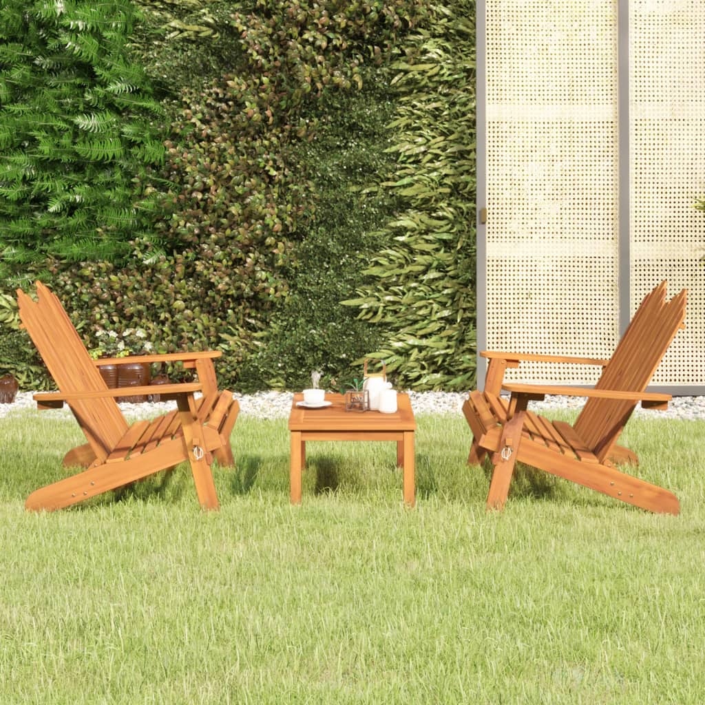 3 Pcs conjunto lounge de jardim adirondack acácia maciça