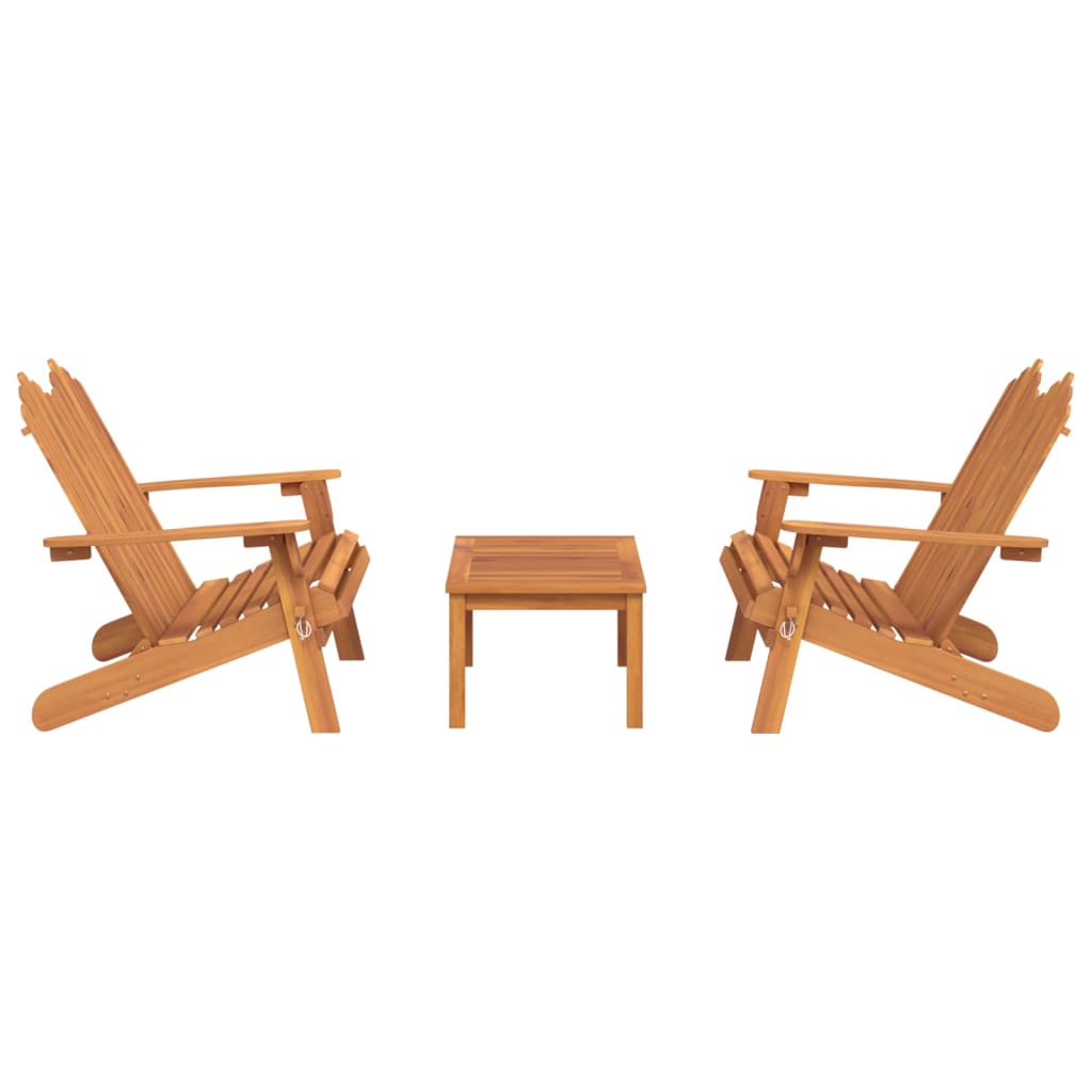 3 Pcs conjunto lounge de jardim adirondack acácia maciça