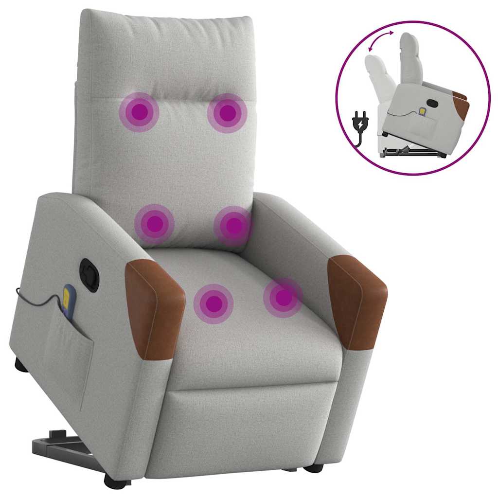 Poltrona elevatória de massagens tecido cinzento-nublado