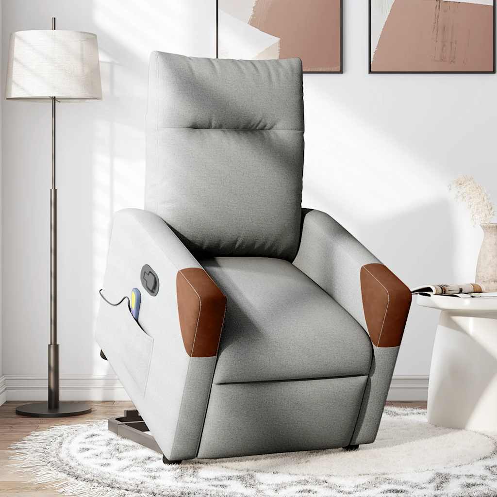 Poltrona elevatória de massagens tecido cinzento-nublado