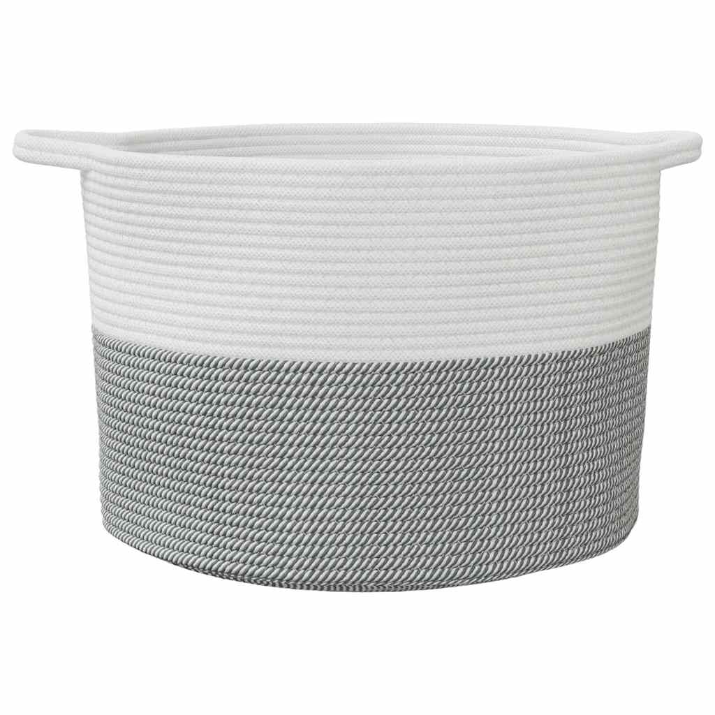 Cesto de arrumação ø55x36 cm algodão cinzento e branco