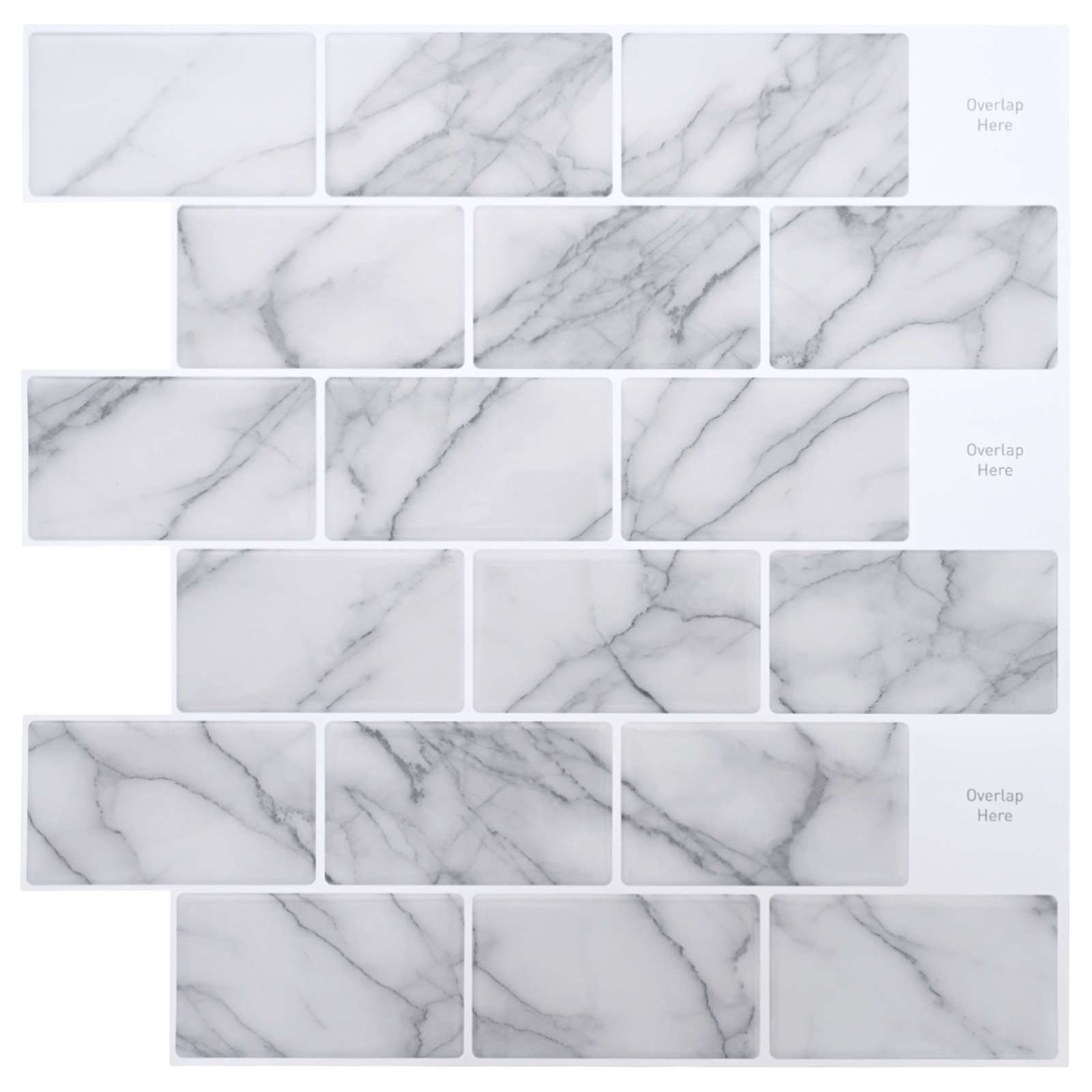 Azulejo subterrâneo 10 unid. mármore branco 30 x 30 cm