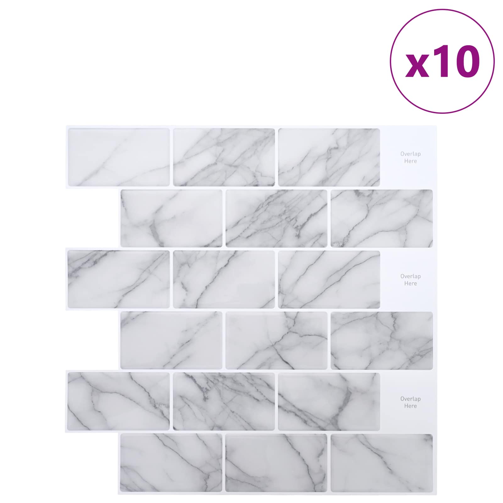 Azulejo subterrâneo 10 unid. mármore branco 30 x 30 cm