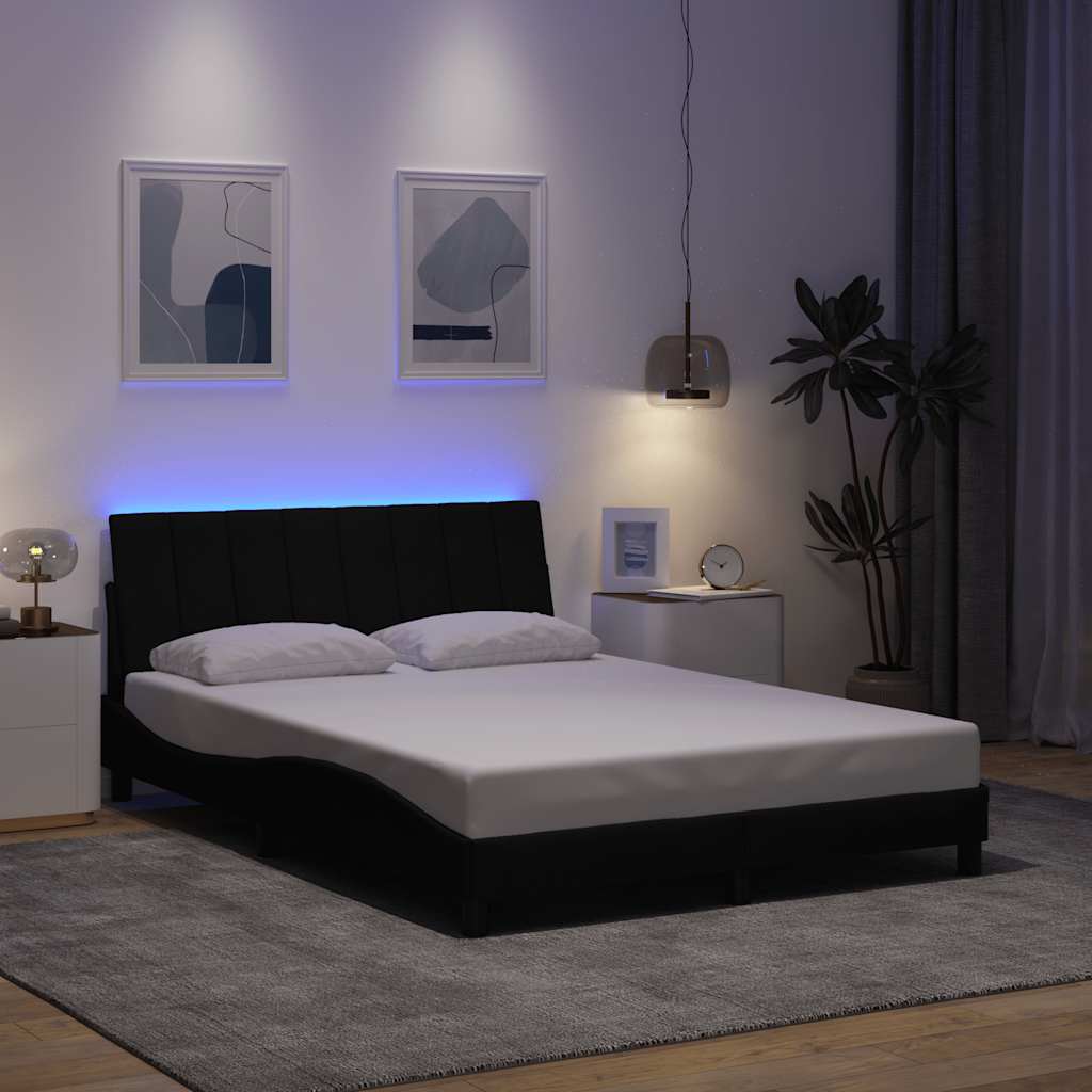 Estrutura de cama sem colchão hanko 140x190 cm tecido preto