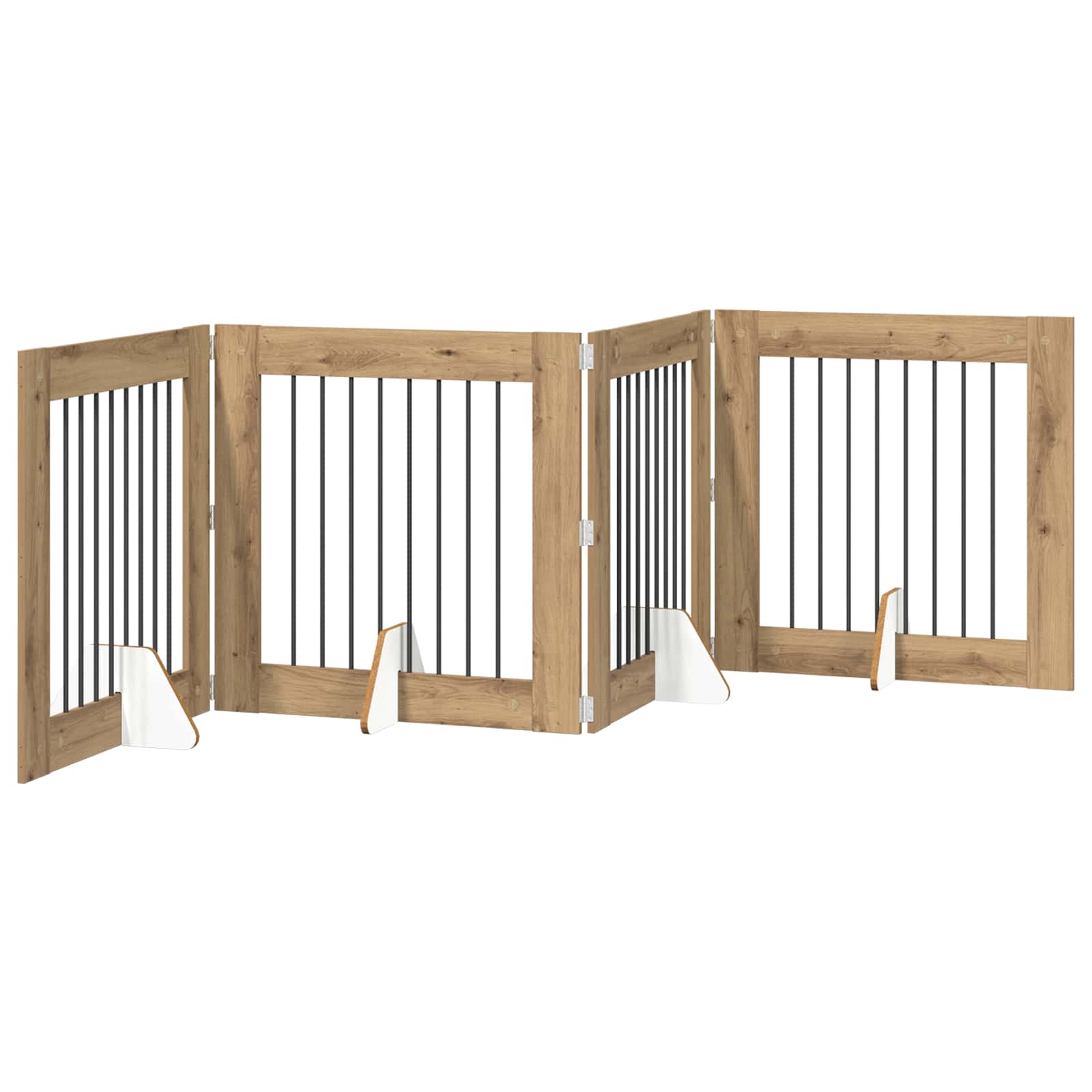 Portão dobrável para cães com suportes 4 unid. 321 cm