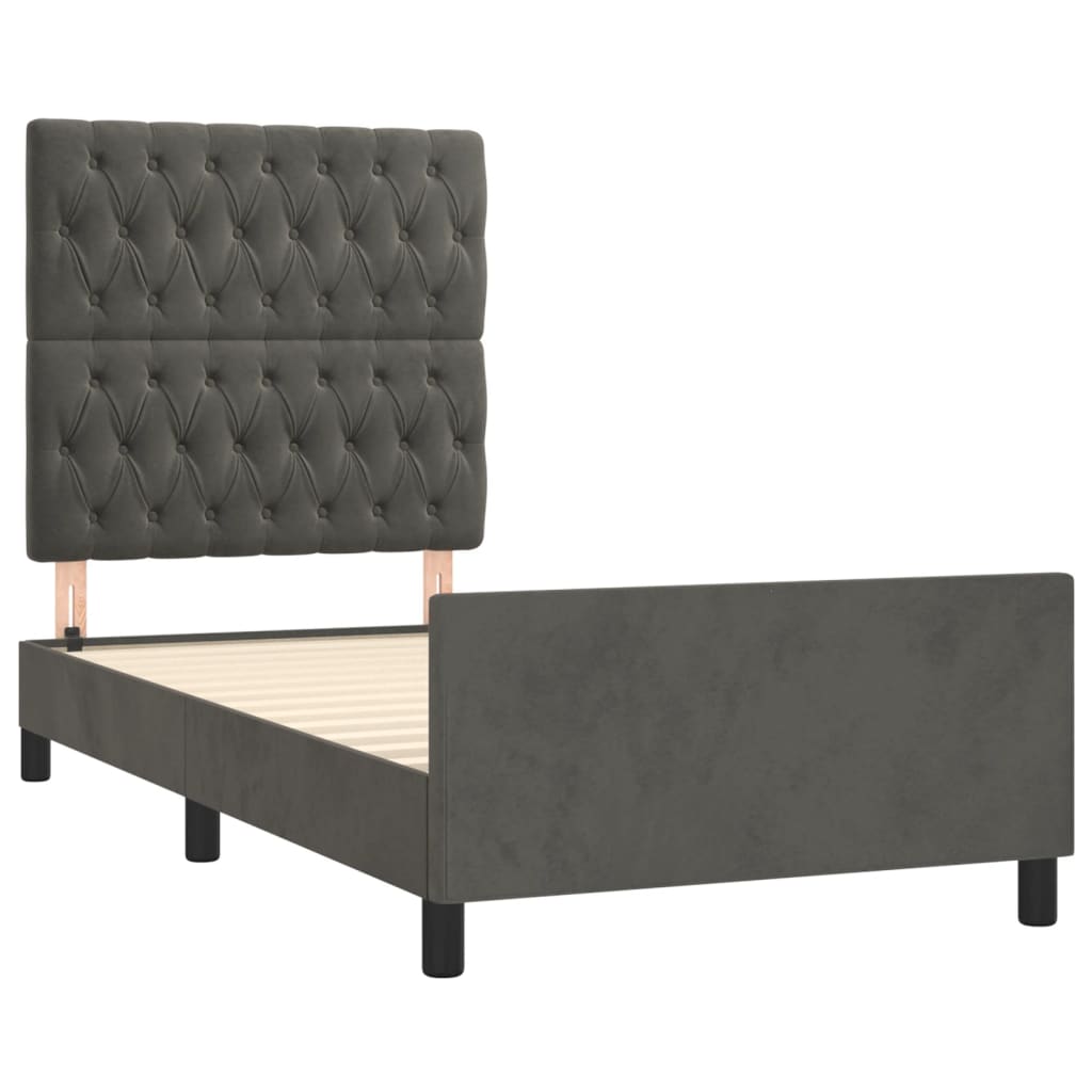 Estrutura de cama sem colchão 100x200 cm veludo cinzento-escuro