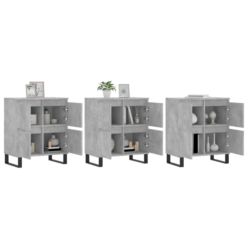 Aparadores 3 pcs derivados de madeira cinzento cimento