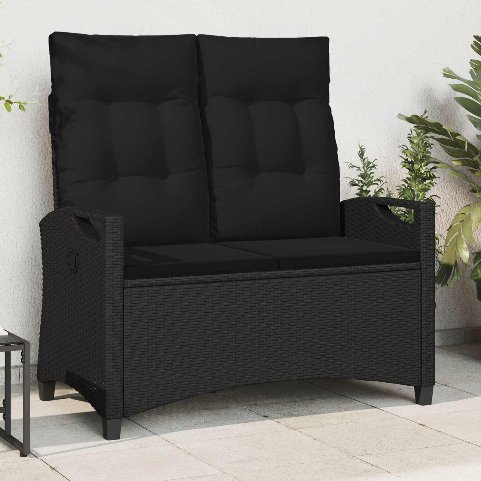 Banco de jardim preto 105 x 60 x 112 cm aço e poliéster