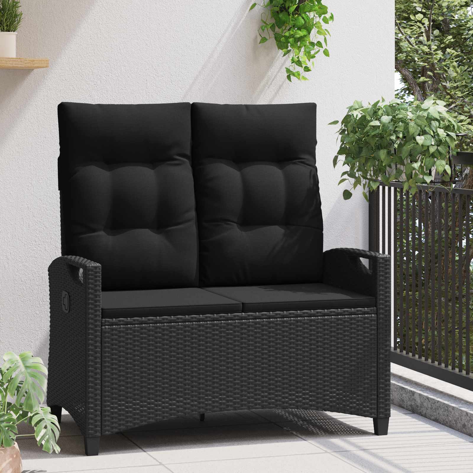 Banco de jardim preto 105 x 60 x 112 cm aço e poliéster