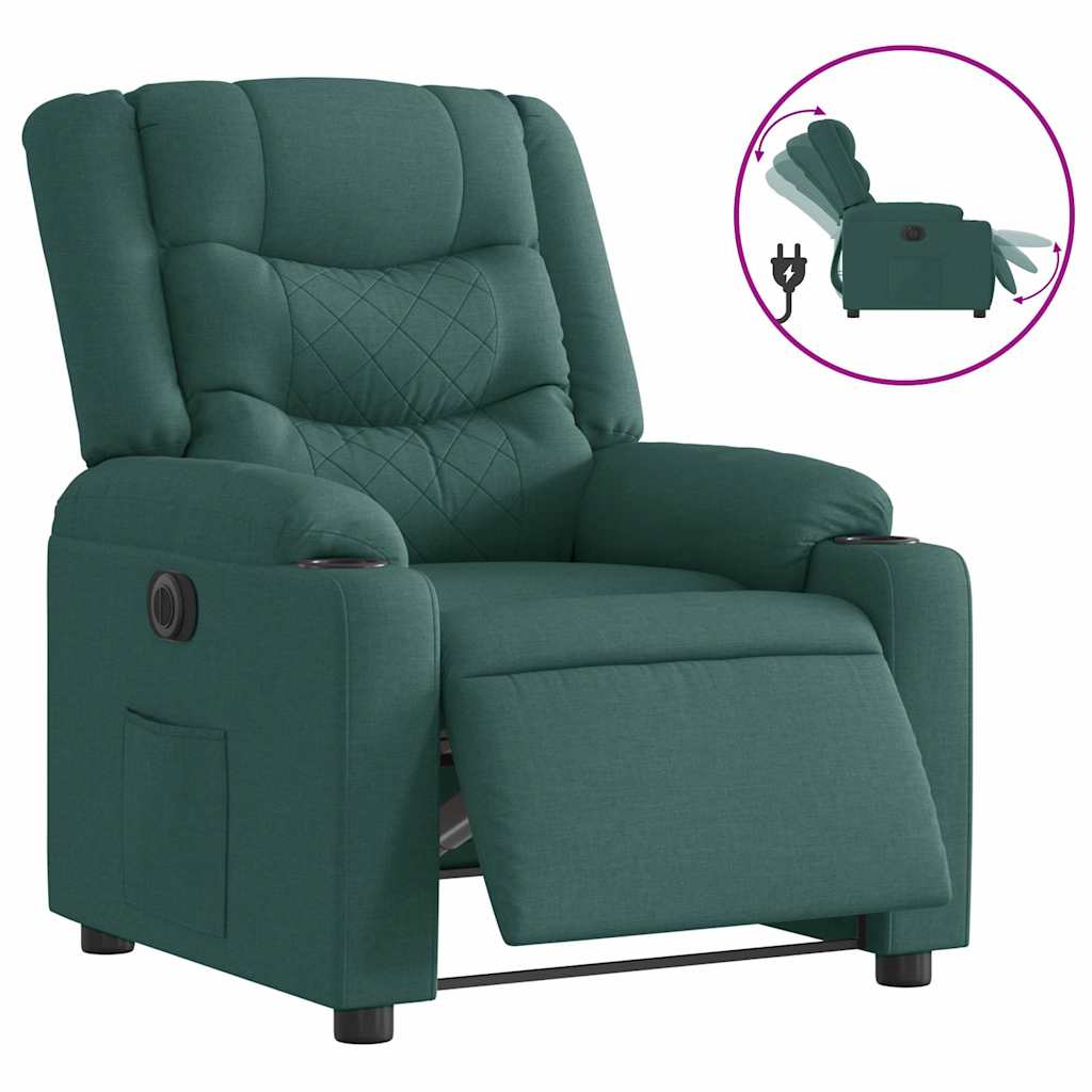 Poltrona elétrica reclinável tecido verde-escuro