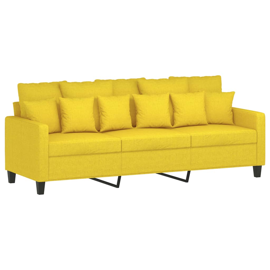 2 Pcs conjunto de sofás com almofadões tecido amarelo-claro
