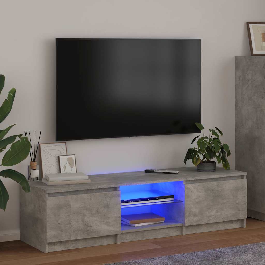 Móvel de TV com luzes LED 140x40x36 cm cinzento cimento
