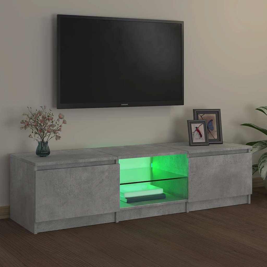 Móvel de TV com luzes LED 140x40x36 cm cinzento cimento