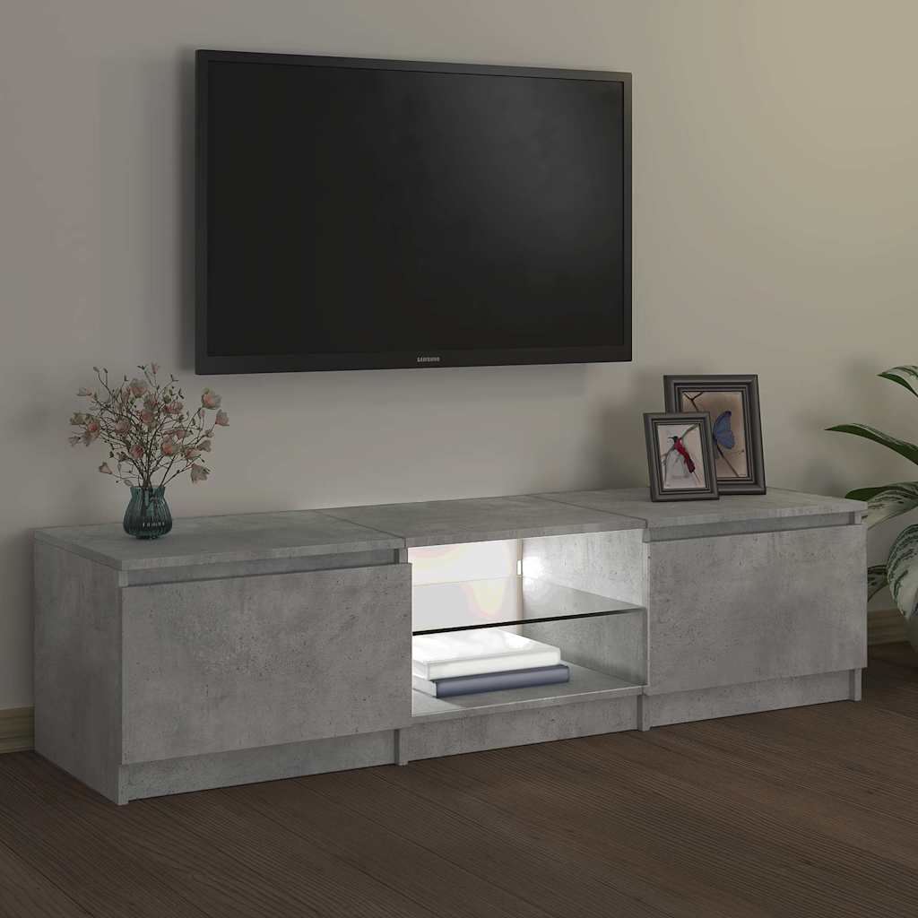 Móvel de TV com luzes LED 140x40x36 cm cinzento cimento