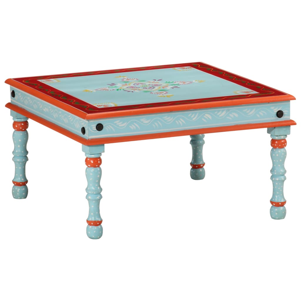 Mesa de centro pintada à mão mangueira maciça azul