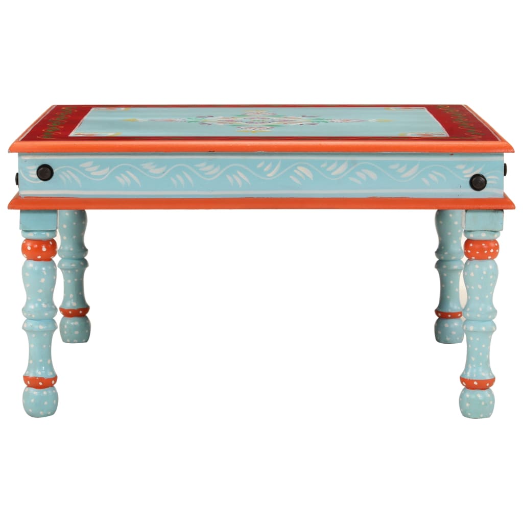 Mesa de centro pintada à mão mangueira maciça azul