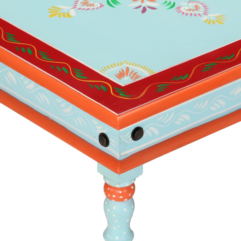 Mesa de centro pintada à mão mangueira maciça azul
