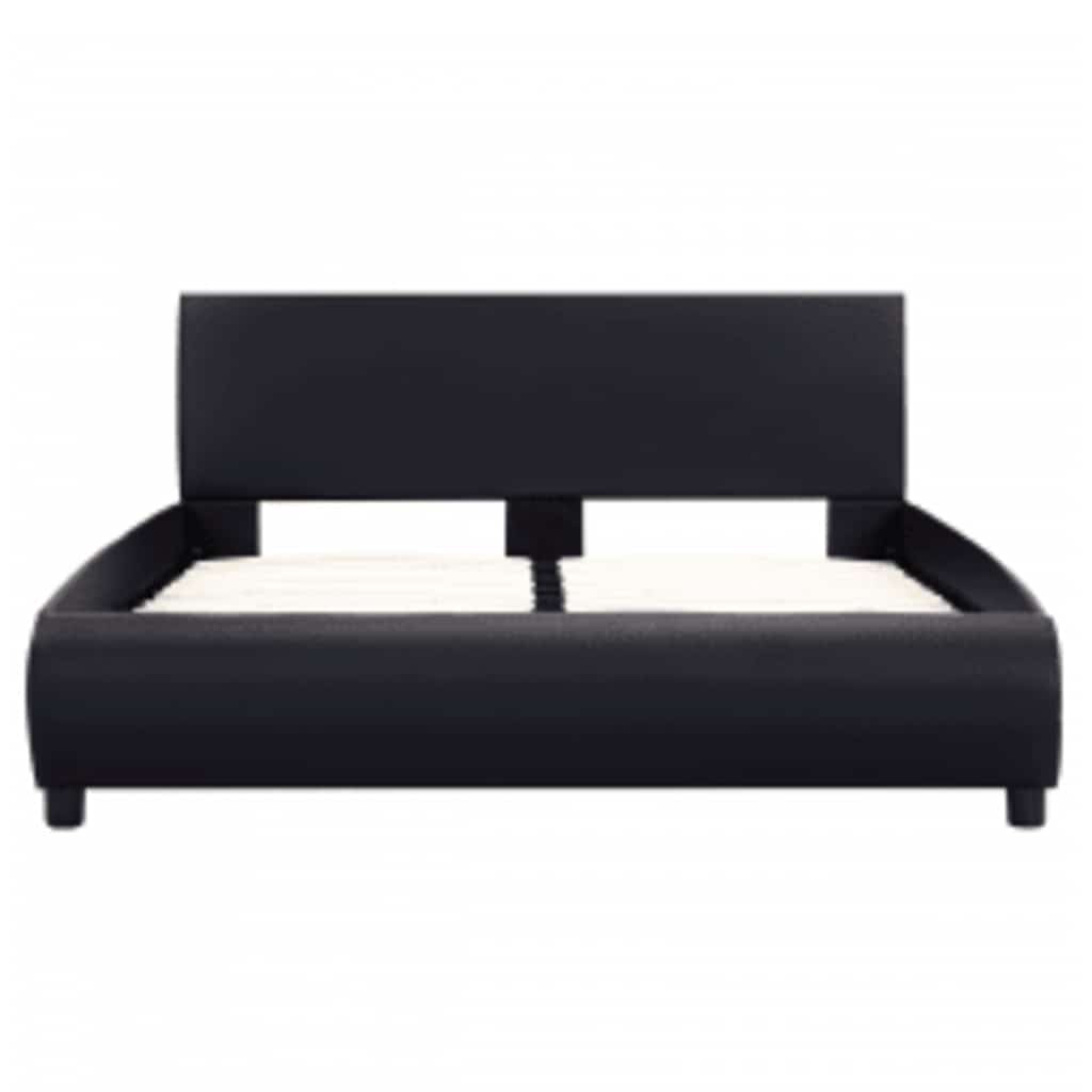 Estrutura de cama com LED 140x200 cm couro artificial preto