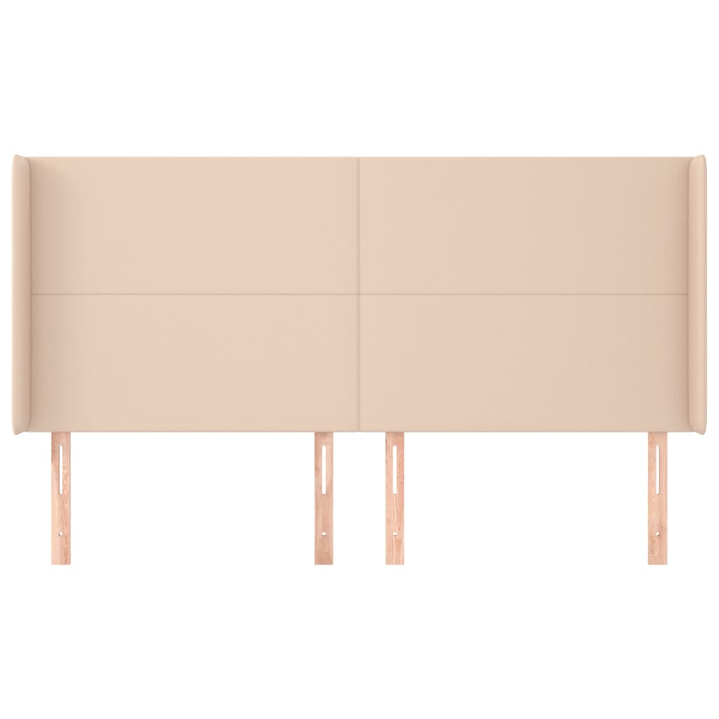Cabeceira cama c/ abas couro artif. 183x16x118/128cm cappuccino