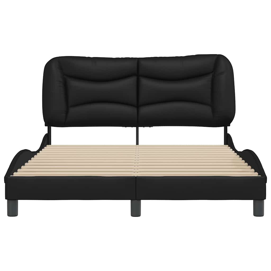 Estrutura de cama sem colchão hvar 140x200 cm couro artificial preto