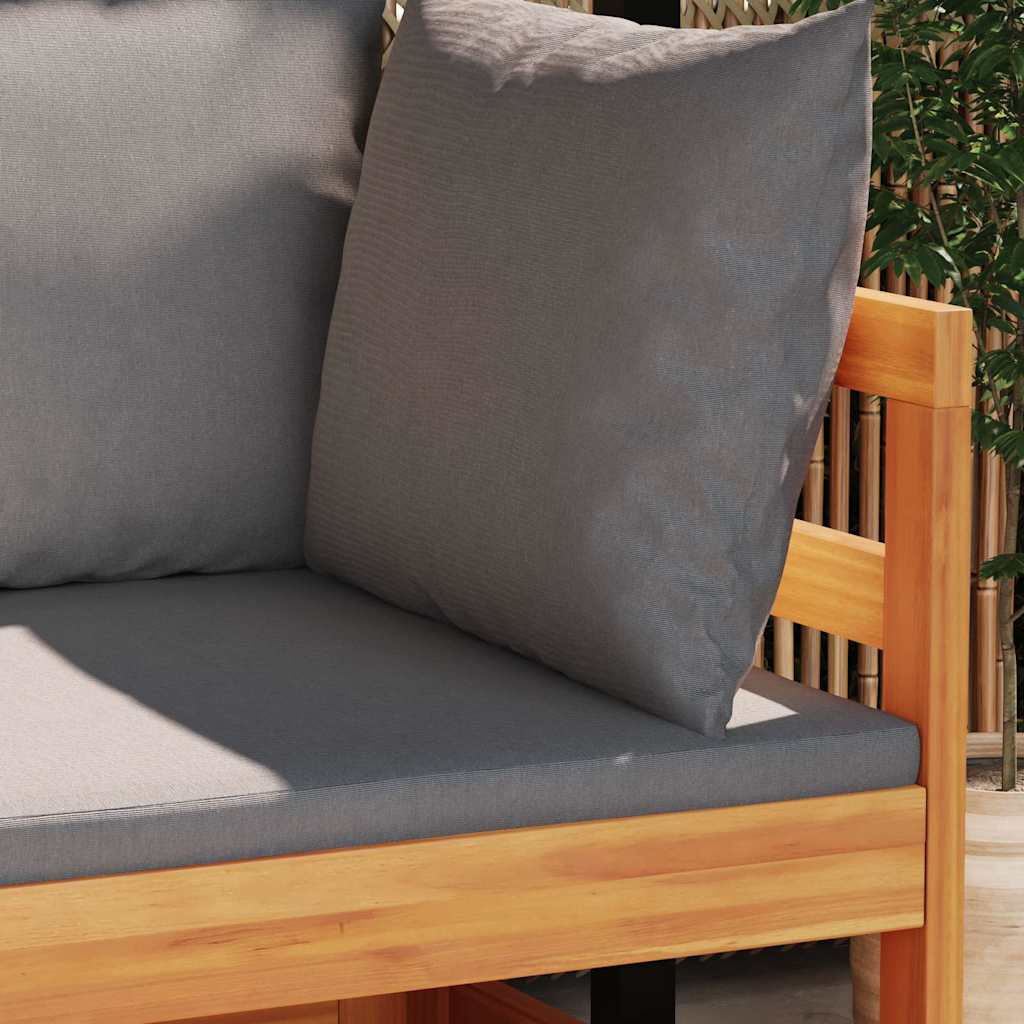 2 Pcs conj. lounge de jardim c/ almofadões cinza-escuro acácia