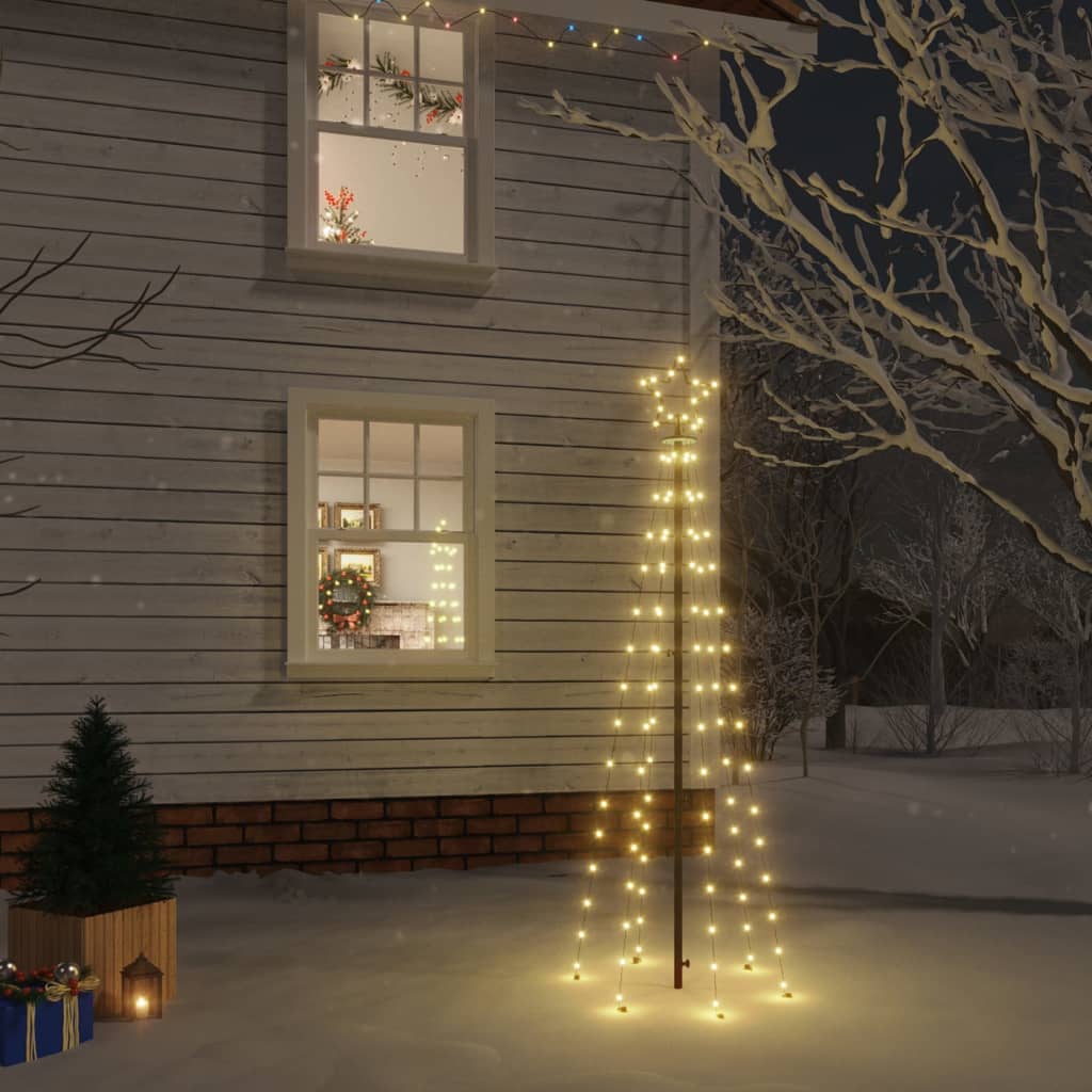 Árvore de natal com espeto 108 luzes LED 180 cm branco quente